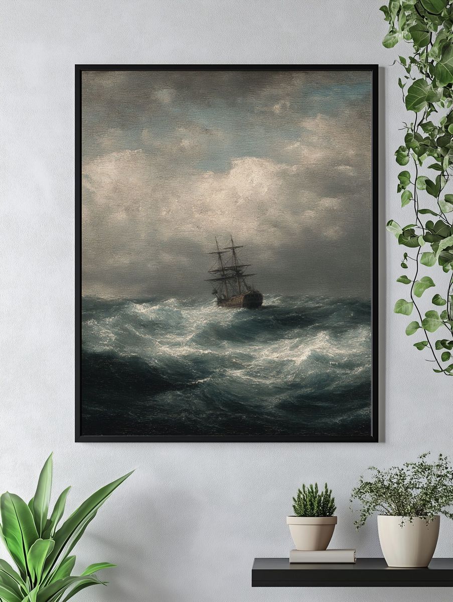 Stormy Sea with Ship — Fine Art Print. — room view 4