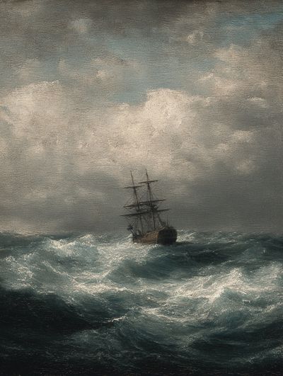 Stormy Sea with Ship — Fine Art Print. poster print