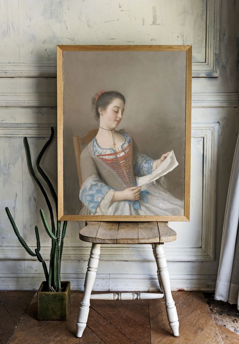 Young Woman Reading — Fine Art Print. — room view 1