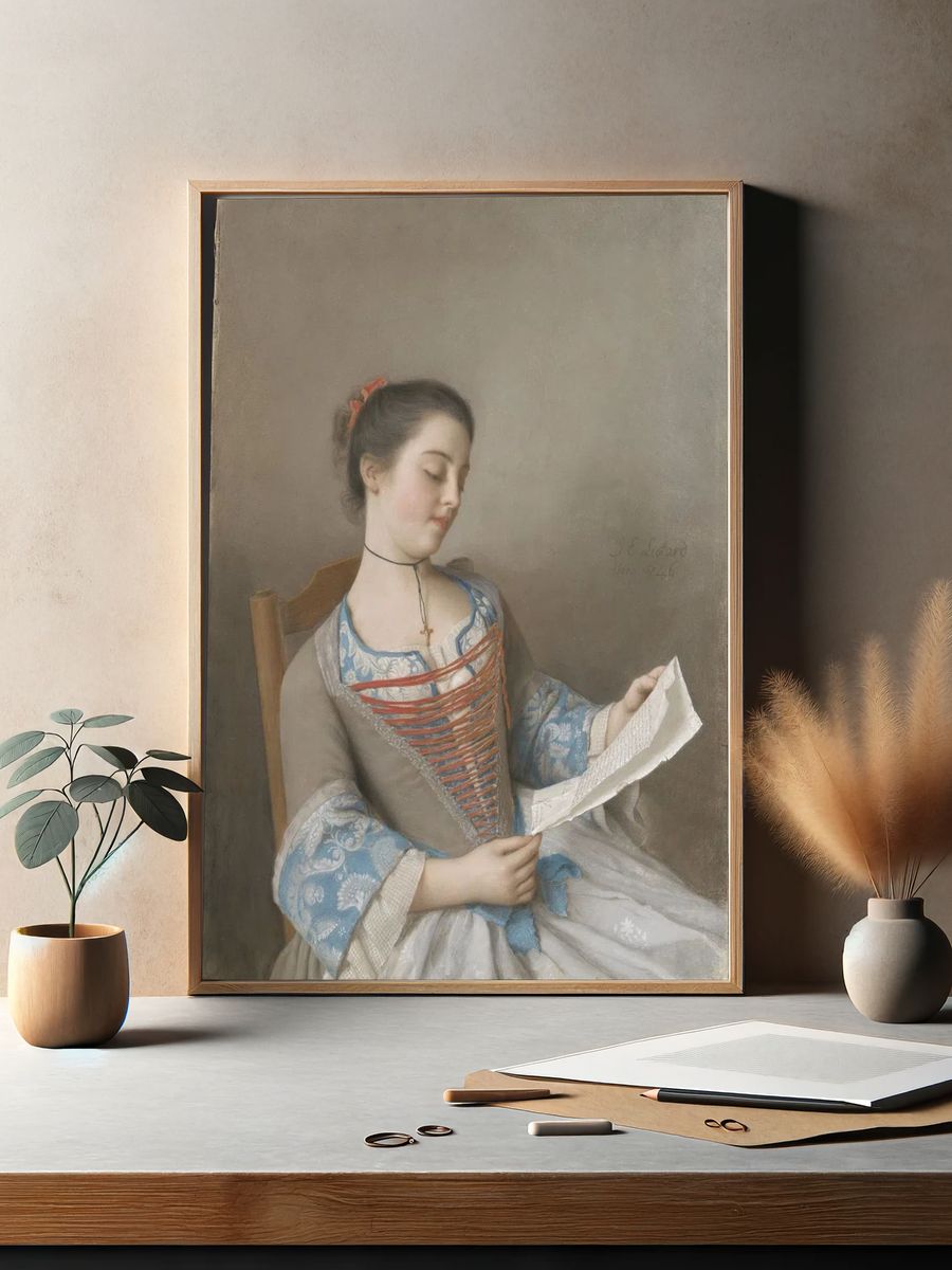 Young Woman Reading — Fine Art Print. — room view 2