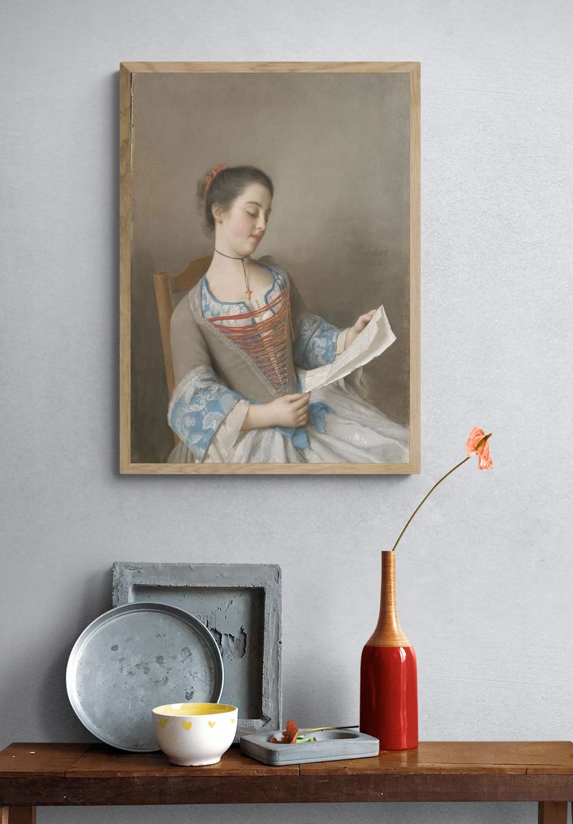 Young Woman Reading — Fine Art Print. — room view 3