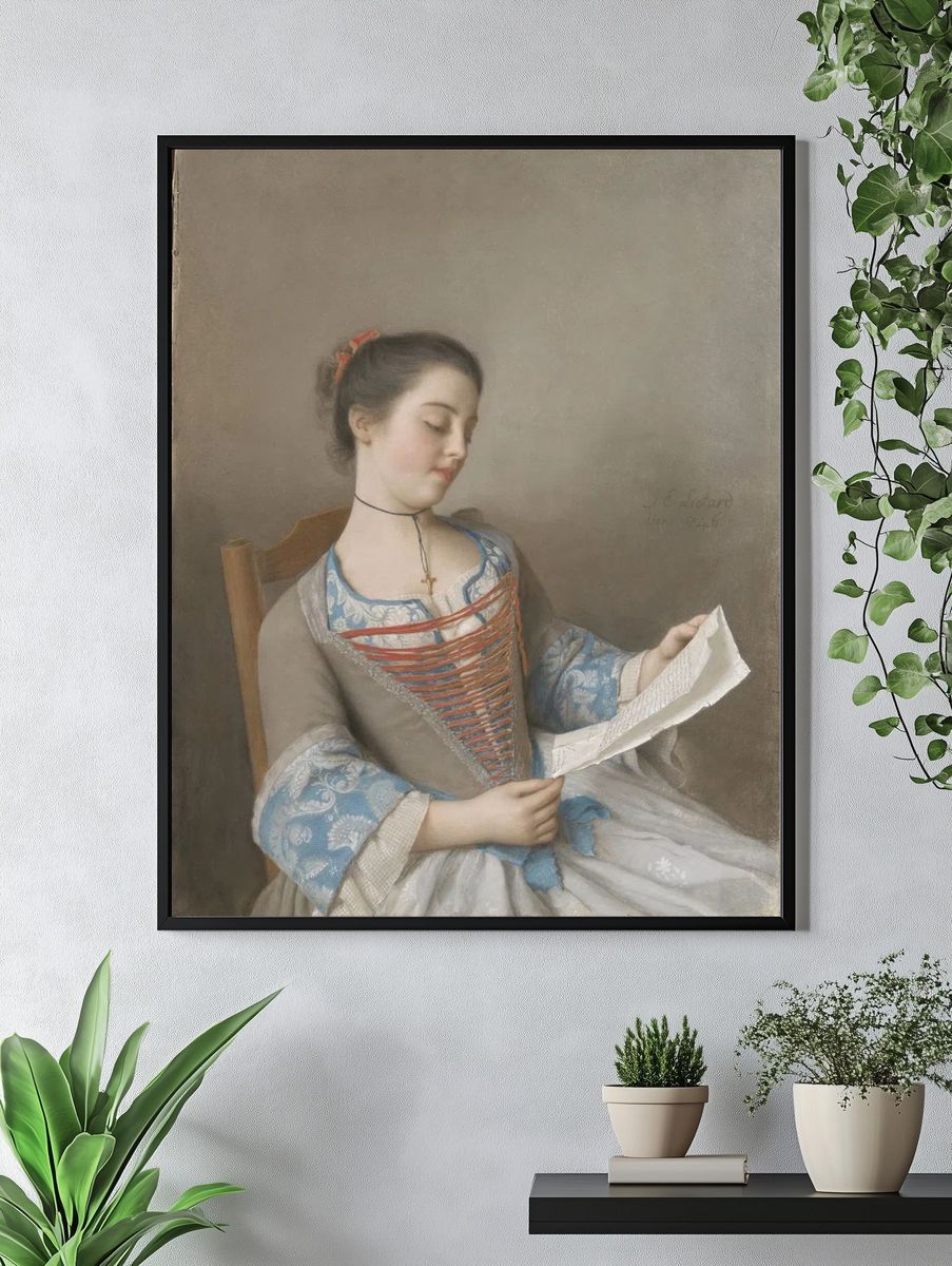 Young Woman Reading — Fine Art Print. — room view 4