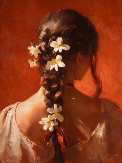 Braided Floral Portrait Print.