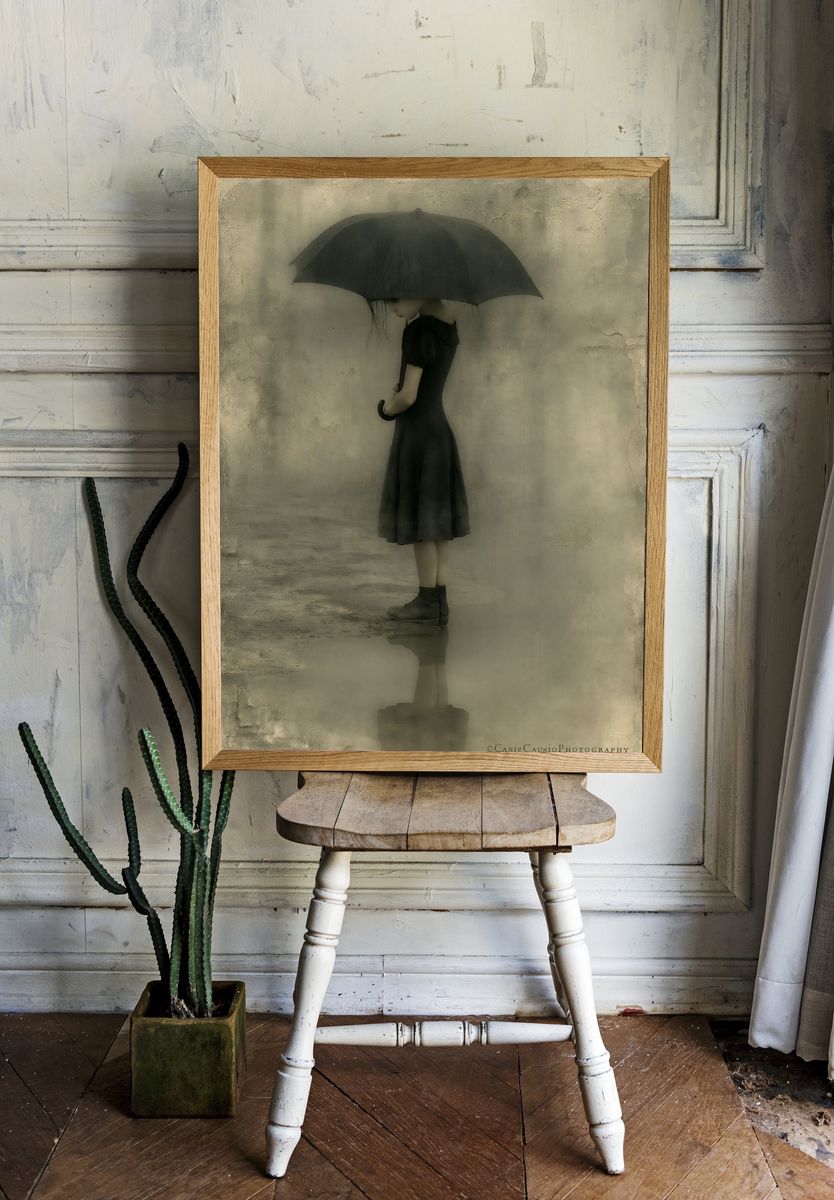 Girl with Umbrella — Fine-Art Print. — room view 1