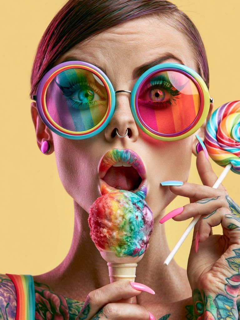 Rainbow Pop Portrait Print. poster detail