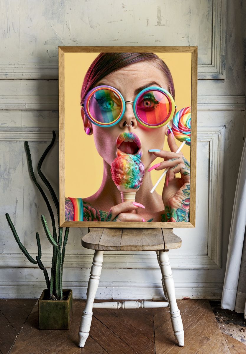 Rainbow Pop Portrait Print. — room view 1