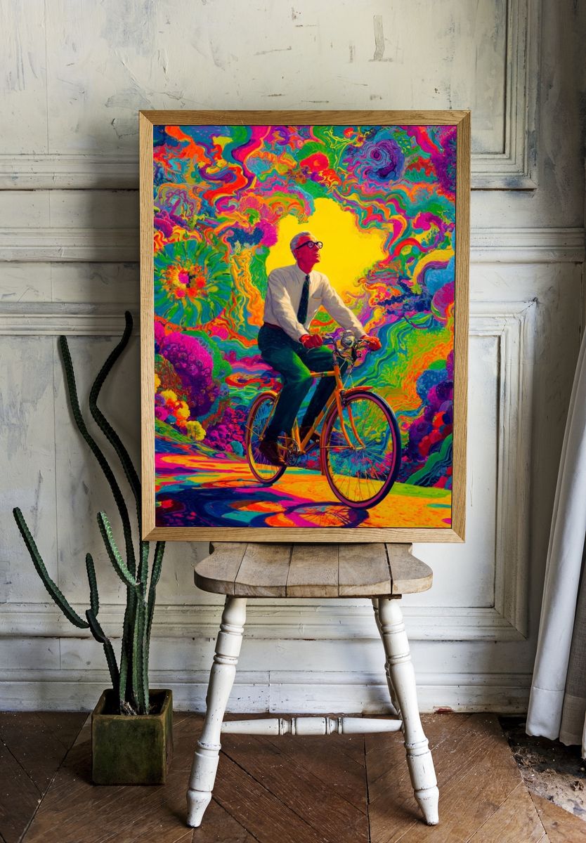 Psychedelic Cyclist Pop-Art Poster room preview