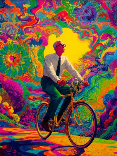 Psychedelic Cyclist Pop-Art Poster. poster