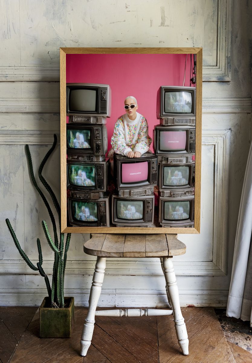 Pop Art TV Stack Portrait Print room preview