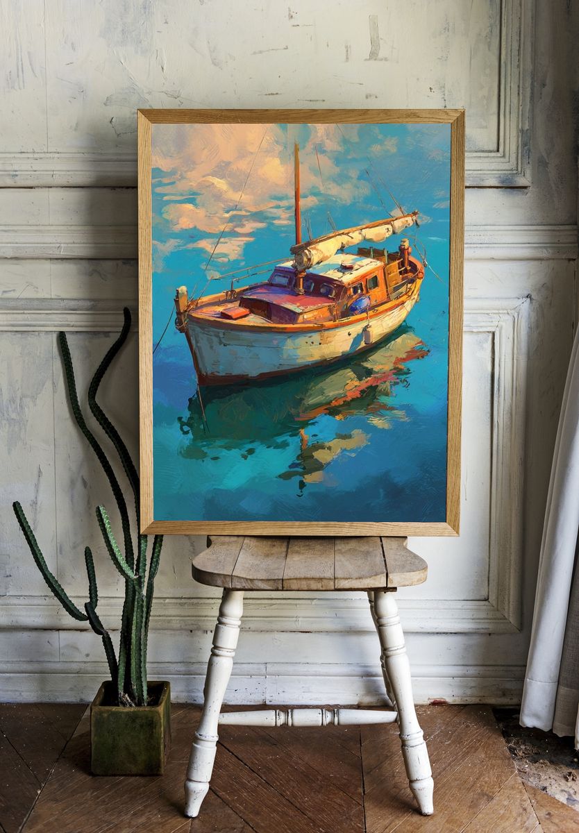 Sailboat Harbor Impressionist Print room preview