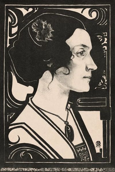 Portrait unknown woman Sketch design. poster