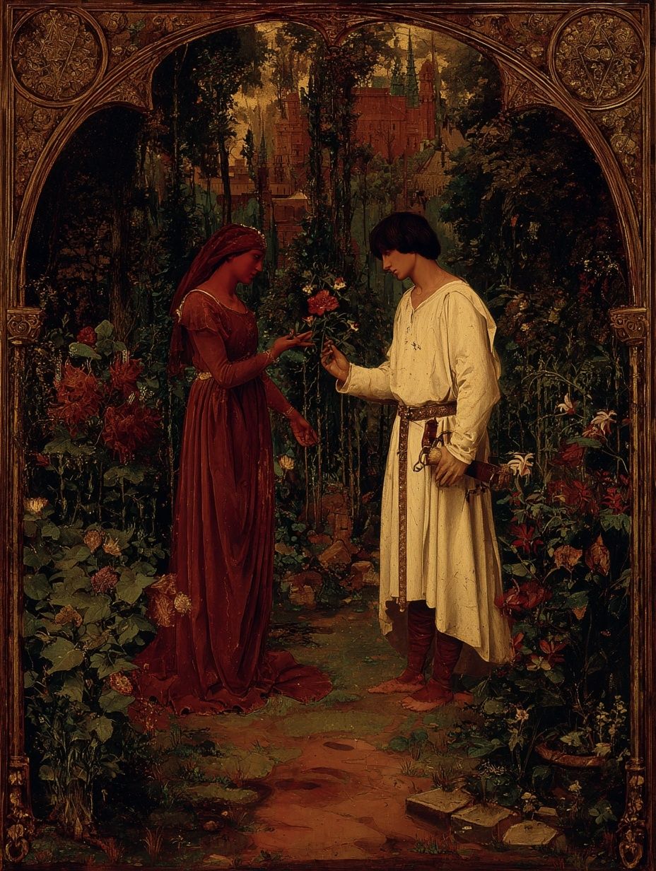 Romantic Garden Encounter Fine-Art Print. poster — fine-art art