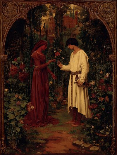 Romantic Garden Encounter Fine-Art Print. poster print