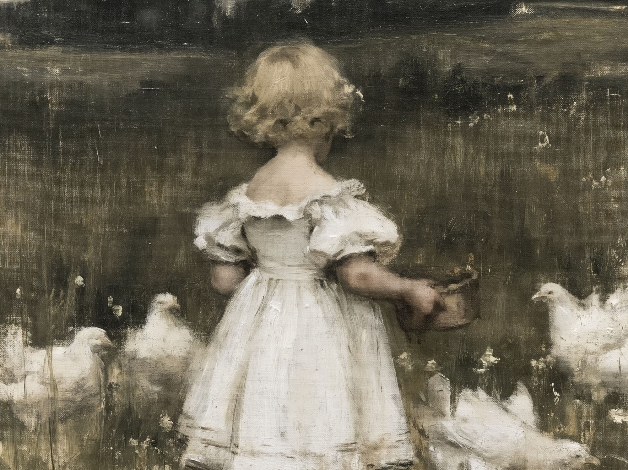 Girl with Chickens Fine-Art Poster. poster — fine-art art
