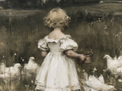 Girl with Chickens Fine-Art Poster. poster print