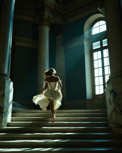 Woman in White Dress — Fine Art Print. poster
