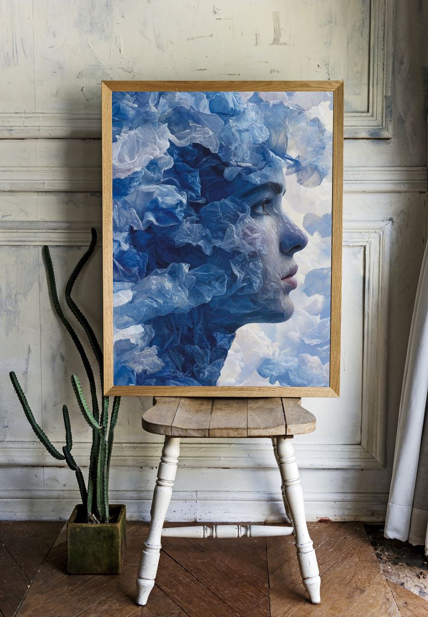 Blue Dream Portrait Print. room preview