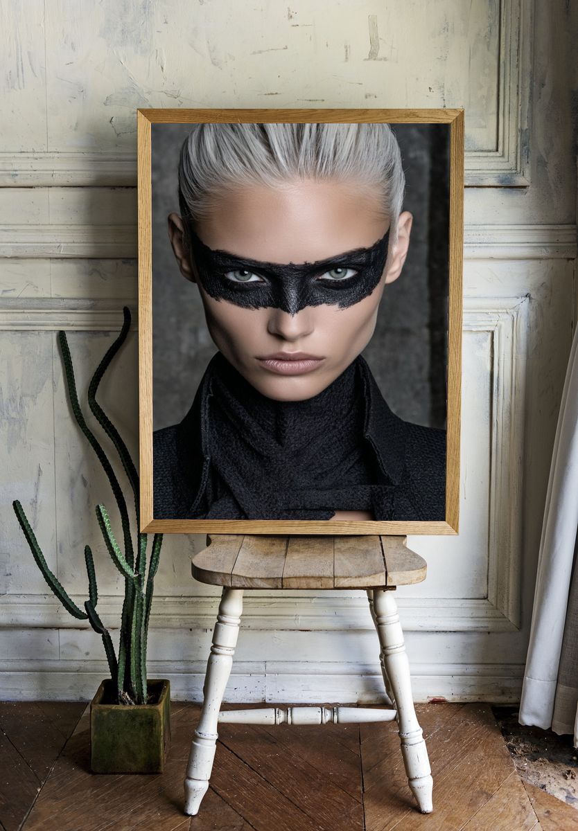 Masked Fashion Portrait Poster. — room view 1