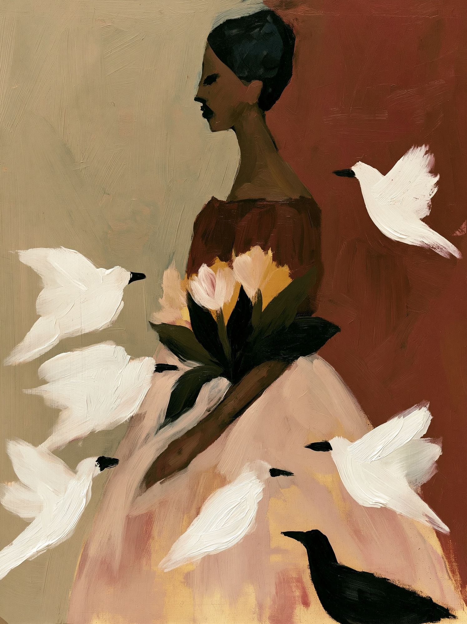 Birds and Woman Fine-Art Poster. poster — fine-art art
