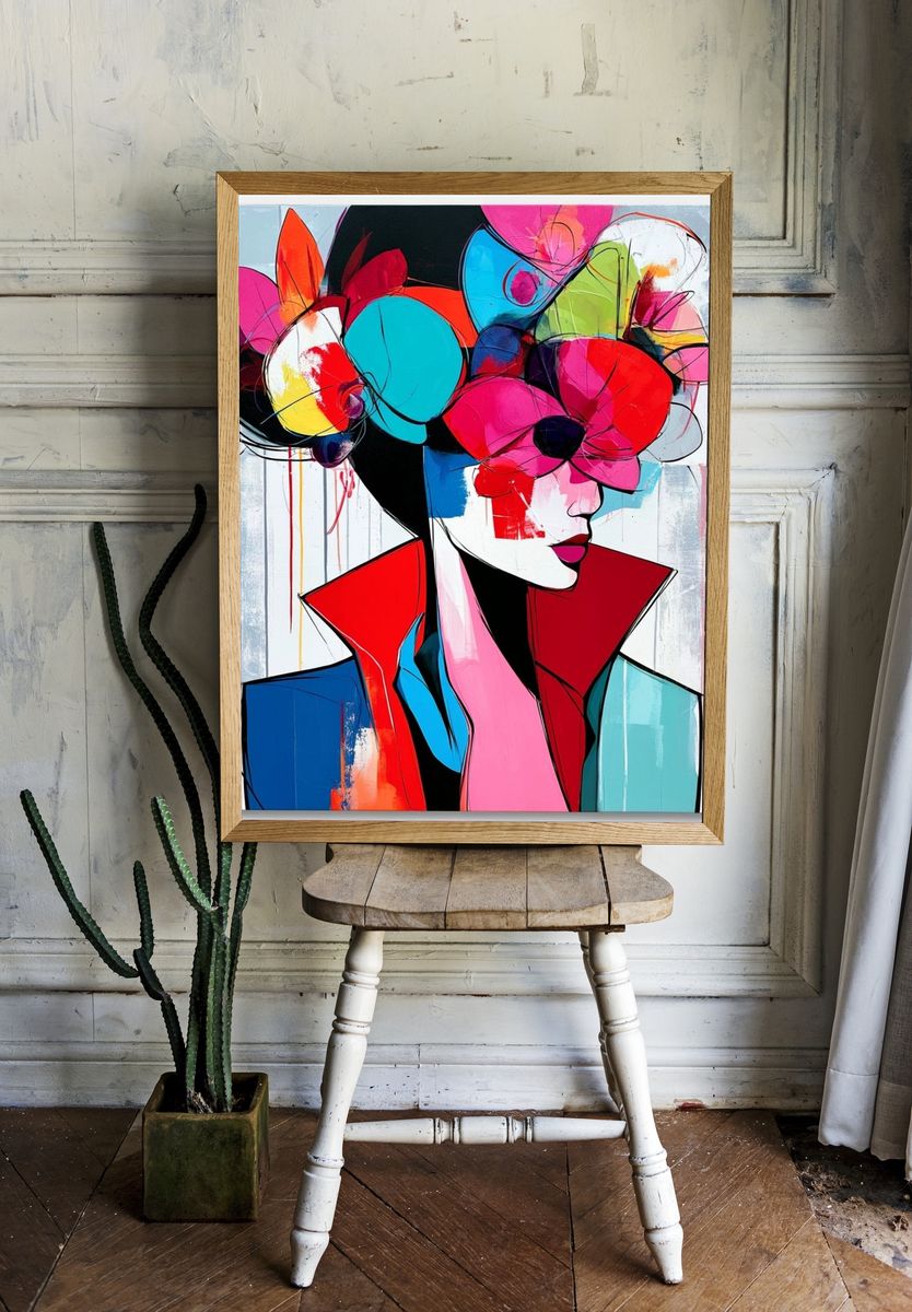 Colorful Fashion Portrait Poster. — room view 1