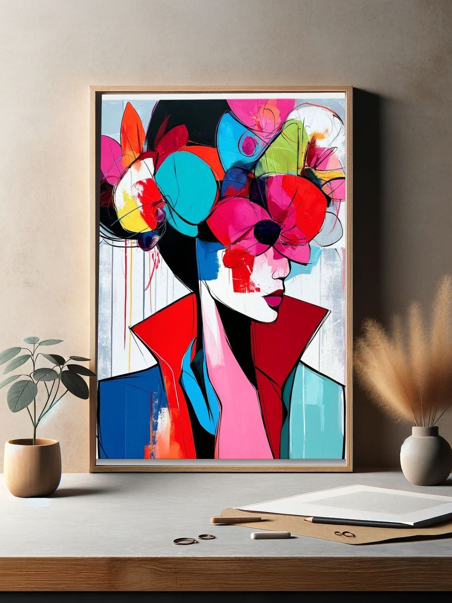 Colorful Fashion Portrait Poster. — room view 2