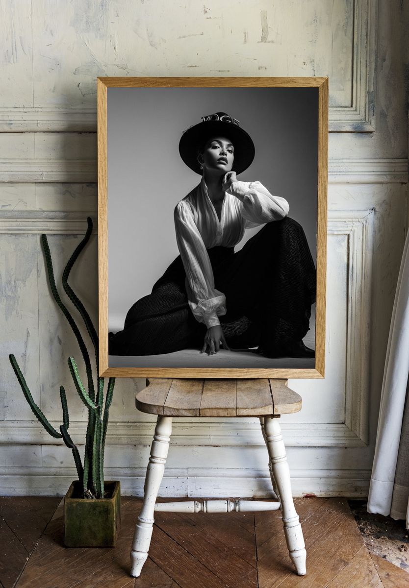 Fashion Portrait Black-White Poster. room preview