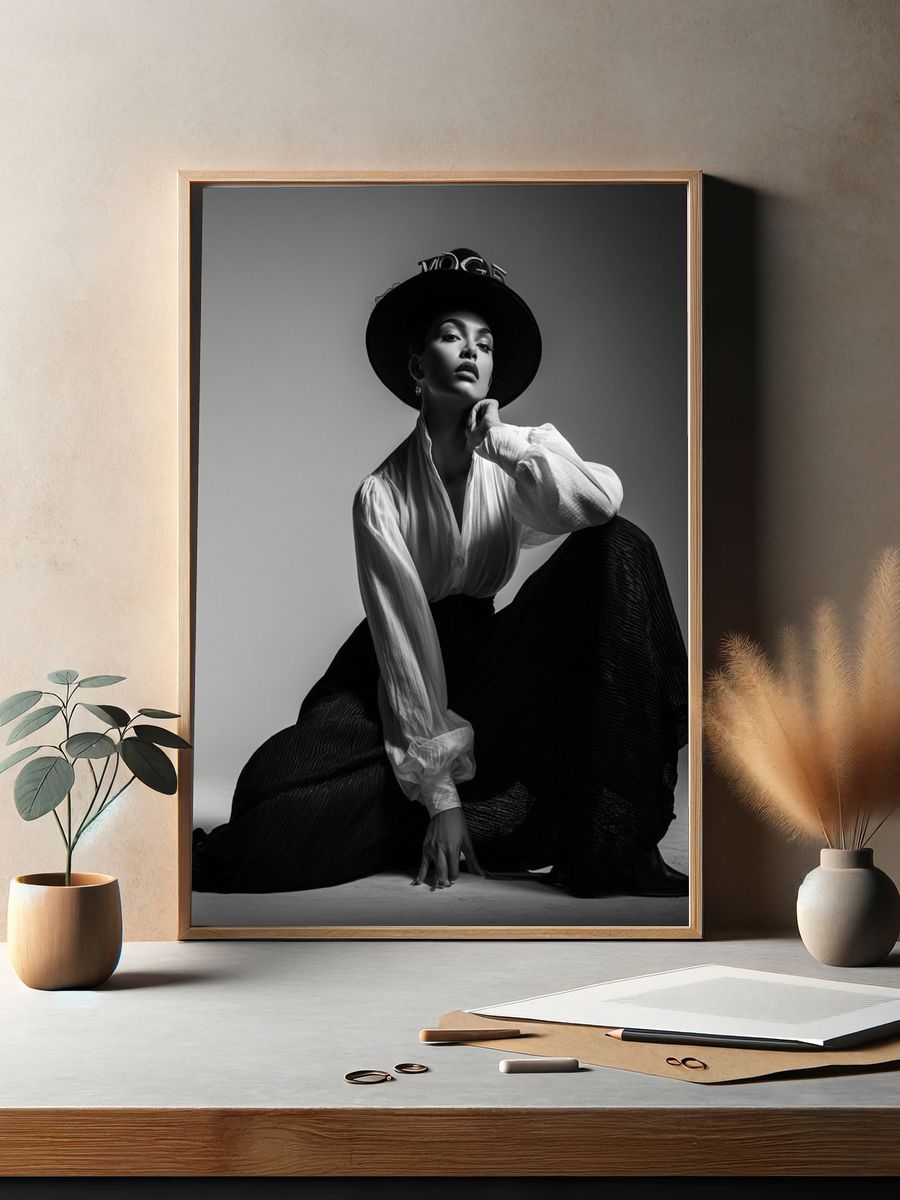 Fashion Portrait Black-White Poster. — room view 2