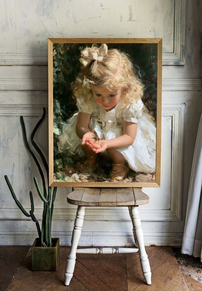Little Girl with Butterfly Fine-Art Print. — room view 1