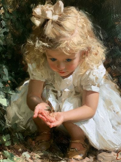 Little Girl with Butterfly Fine-Art Print. poster