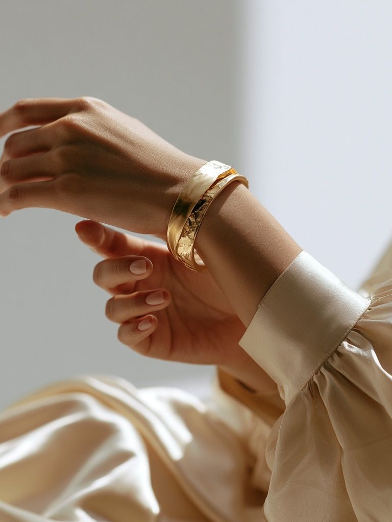 Elegant Gold Bracelet Photography Poster. poster detail