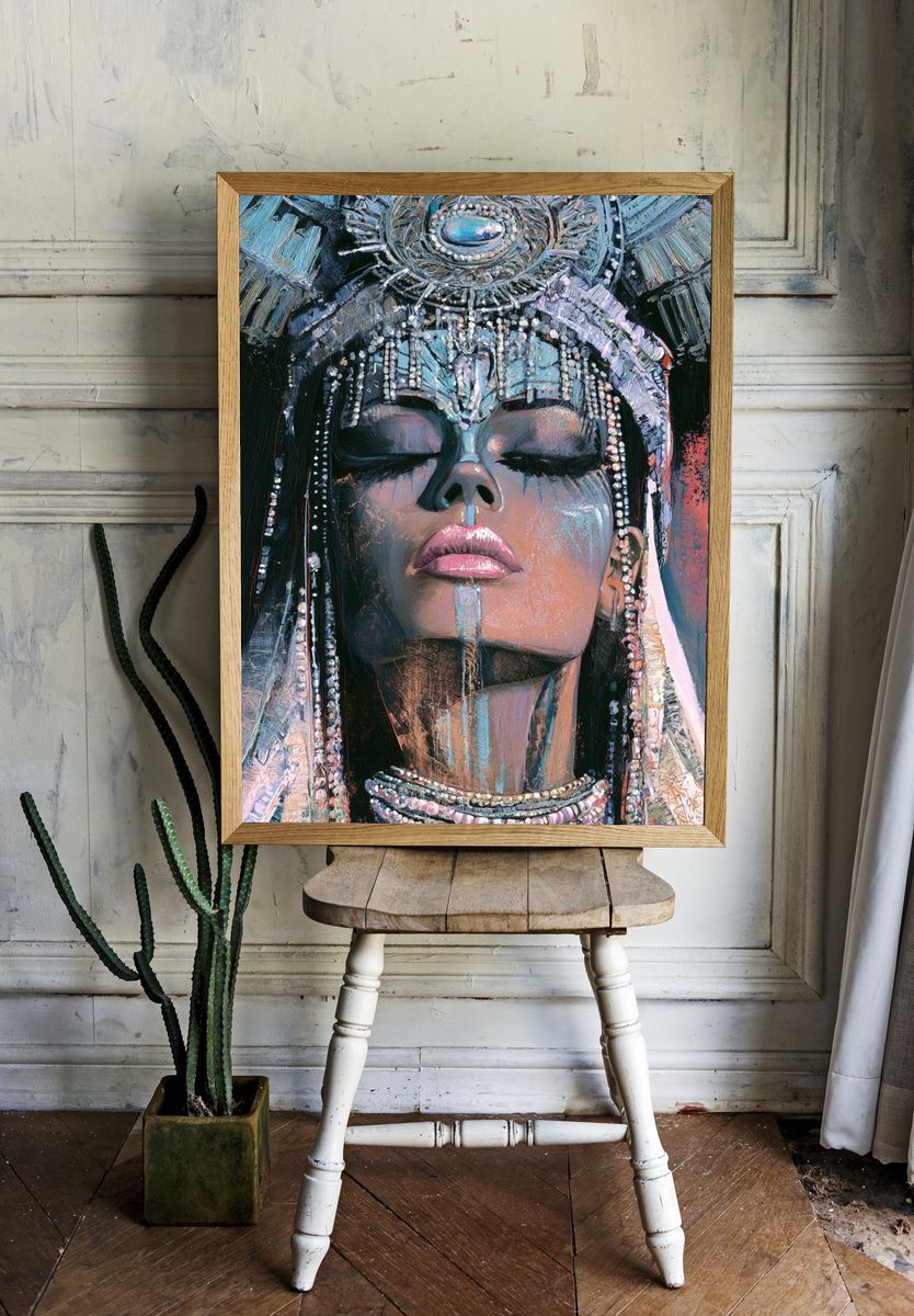 Egyptian Queen Portrait Print. room preview