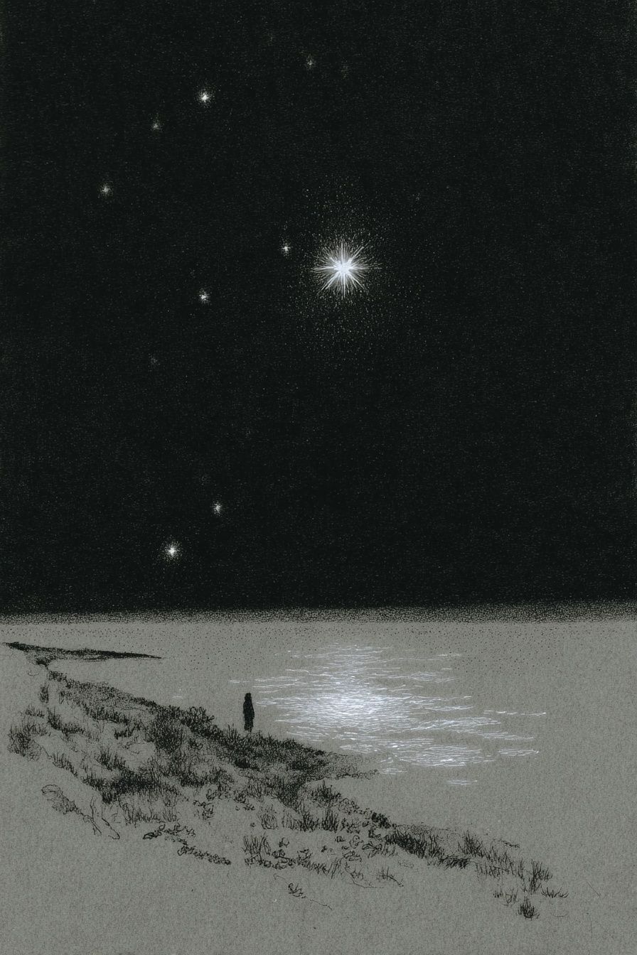 Starry Night by the Shore — Fine Art Print. poster — fine-art art