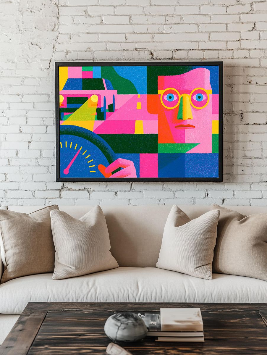 Geometric Face Collage Poster. — room view 1