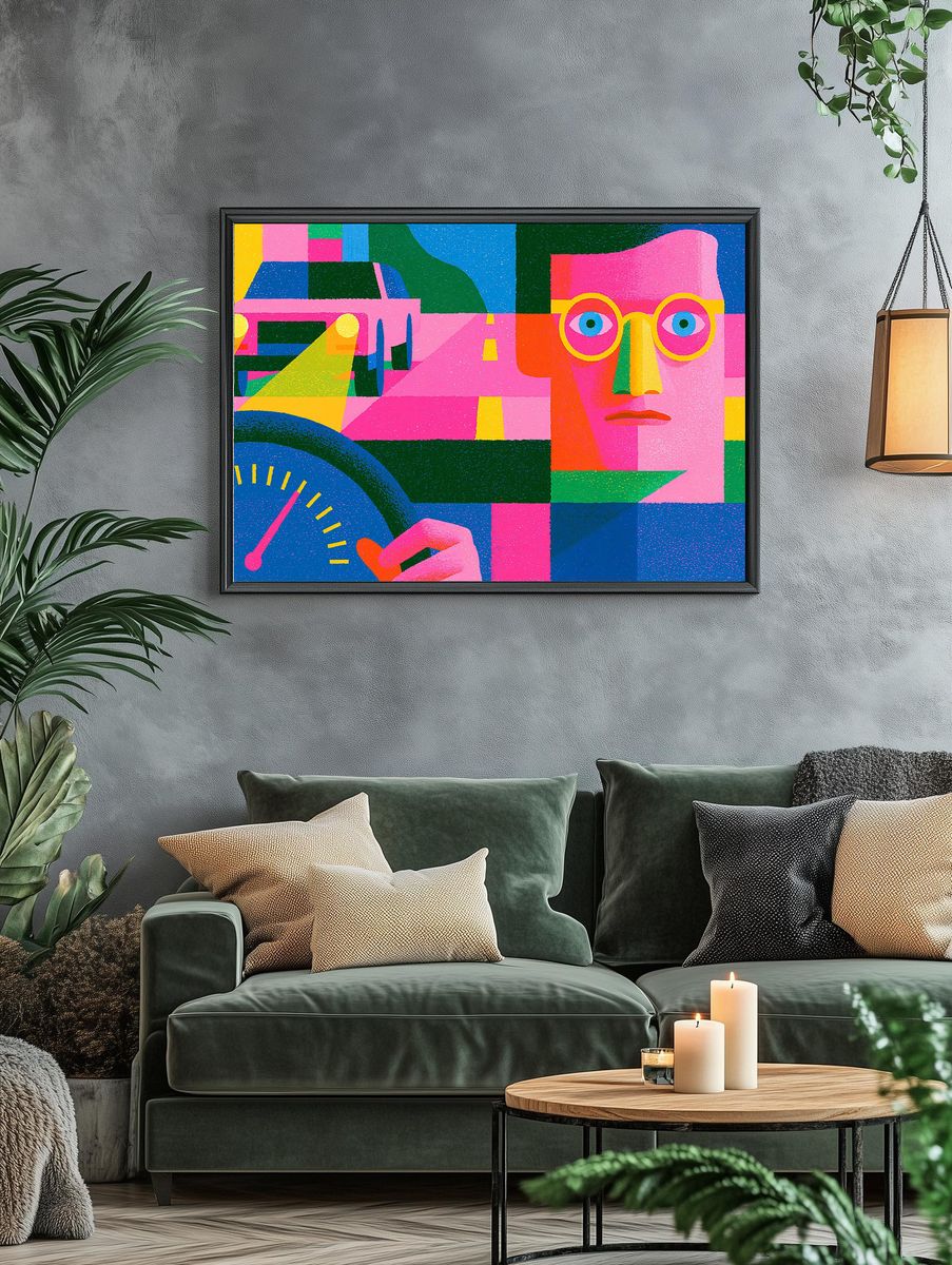 Geometric Face Collage Poster. — room view 4