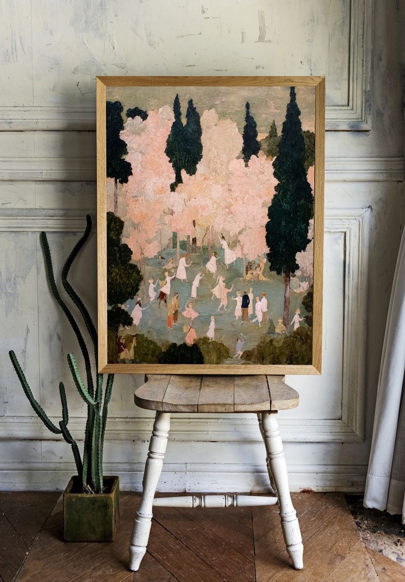 Pastel Garden Gathering Fine-Art Poster. — room view 1