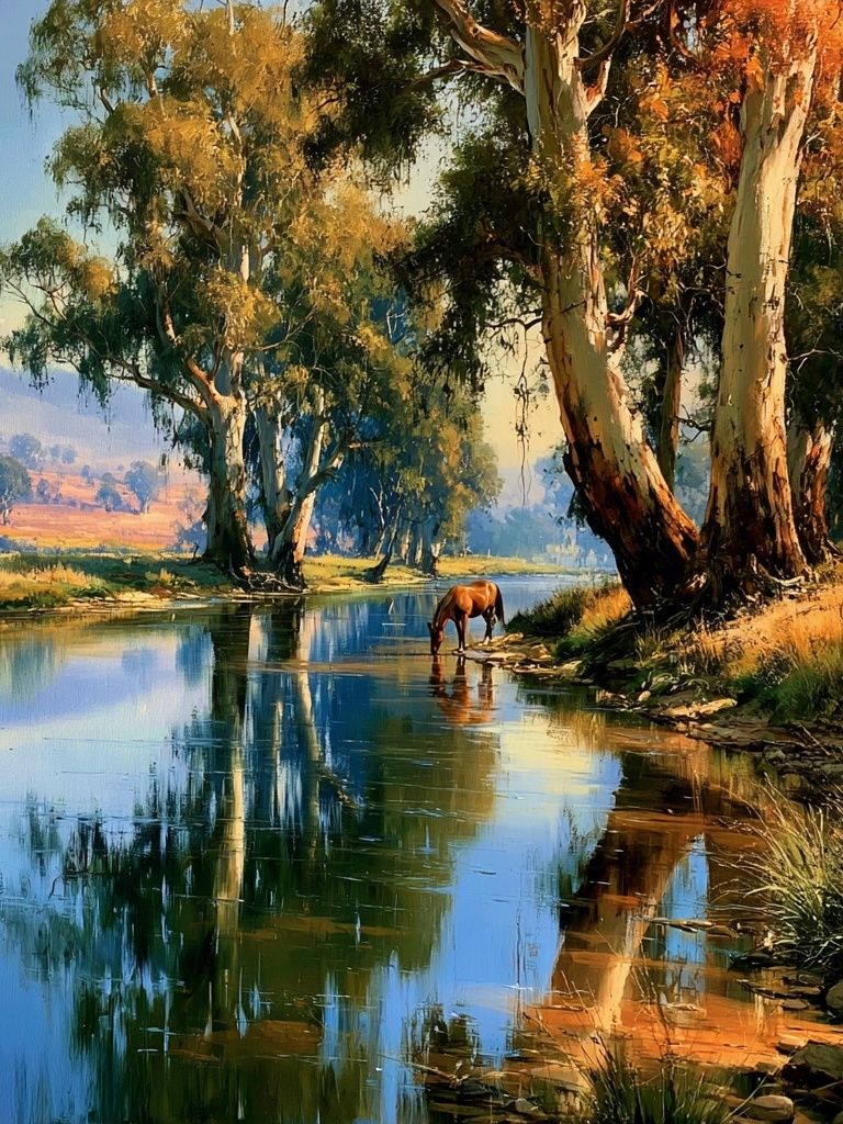 River Eucalyptus Landscape Print. poster — fine-art art