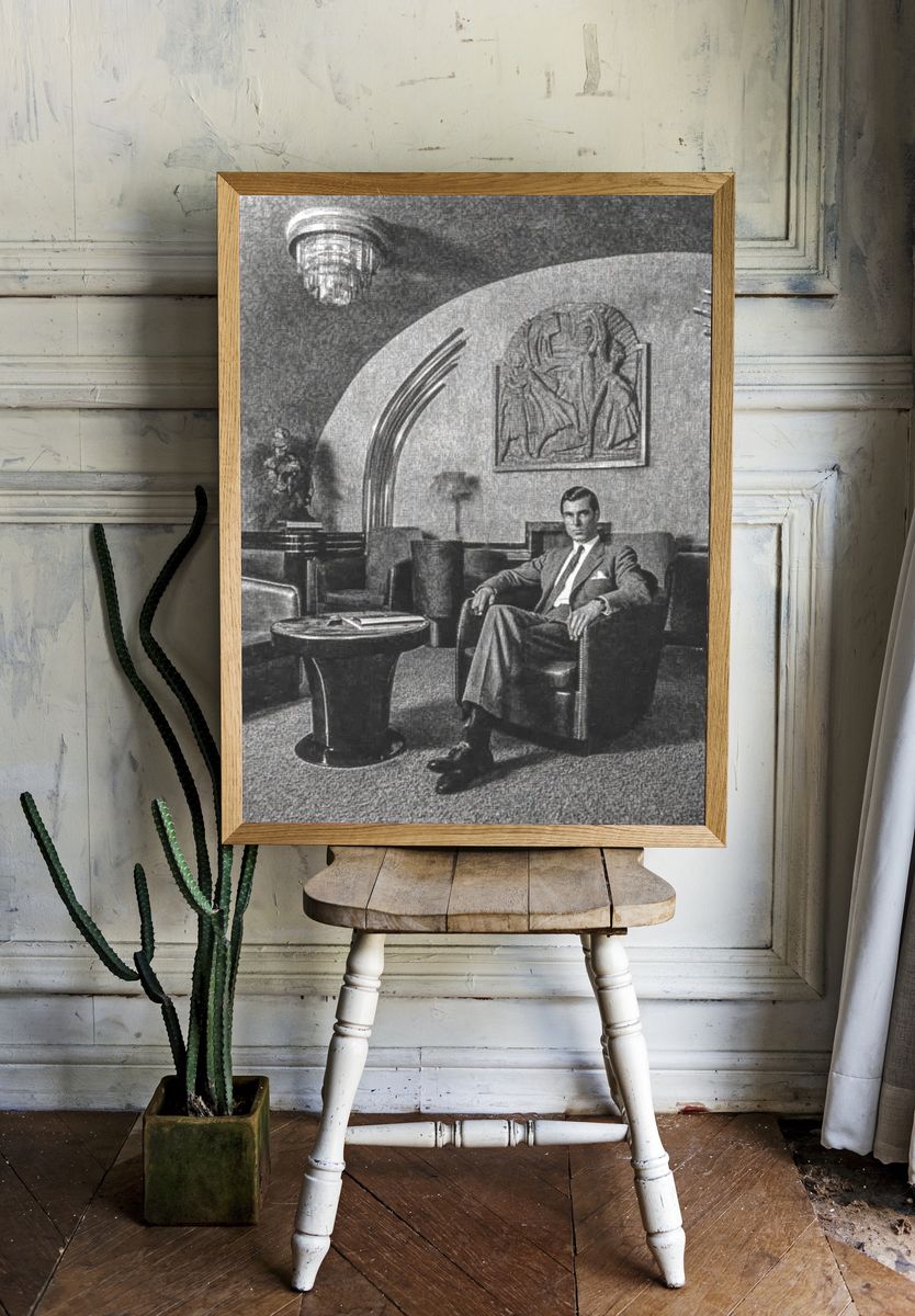 Vintage Man in Lounge — Fine Art Print room preview