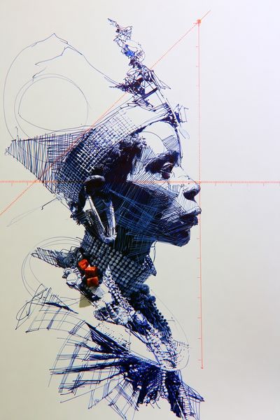 Abstract Blue Portrait Print. poster