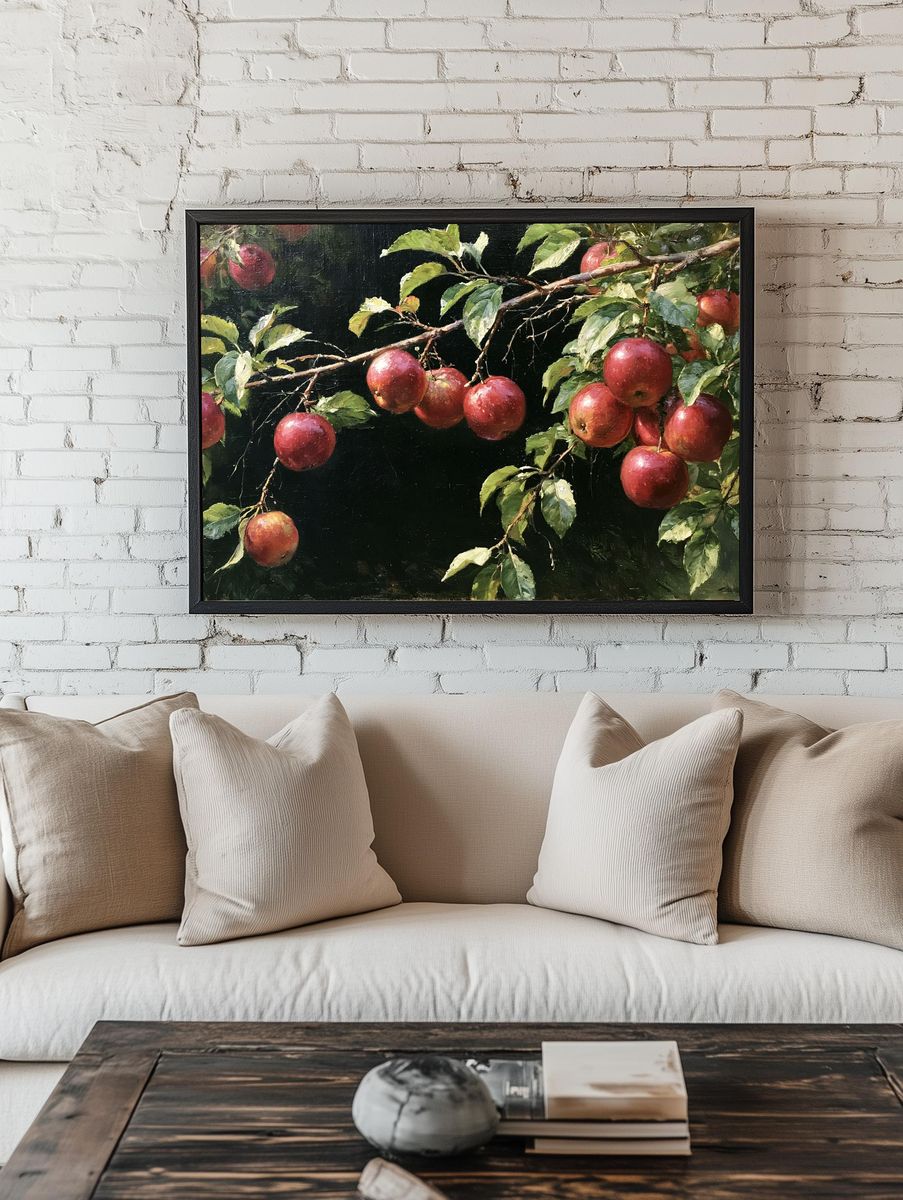 Apple Branch Still Life Print. room preview