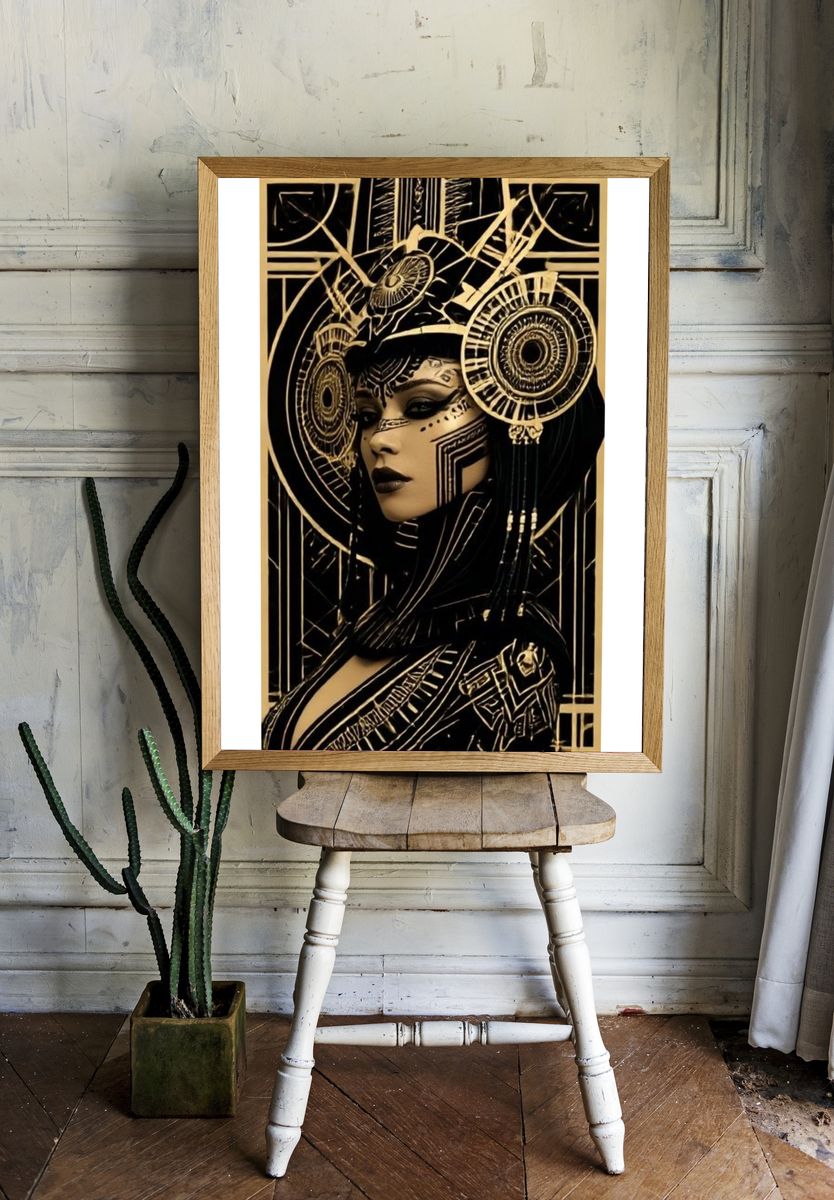 Art Deco Woman Portrait Print. room preview