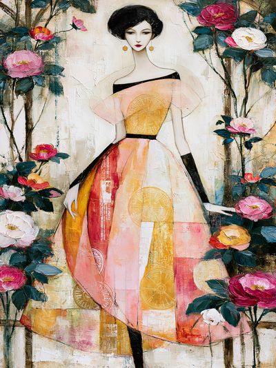 Elegant Floral Woman Fine-Art Poster. poster
