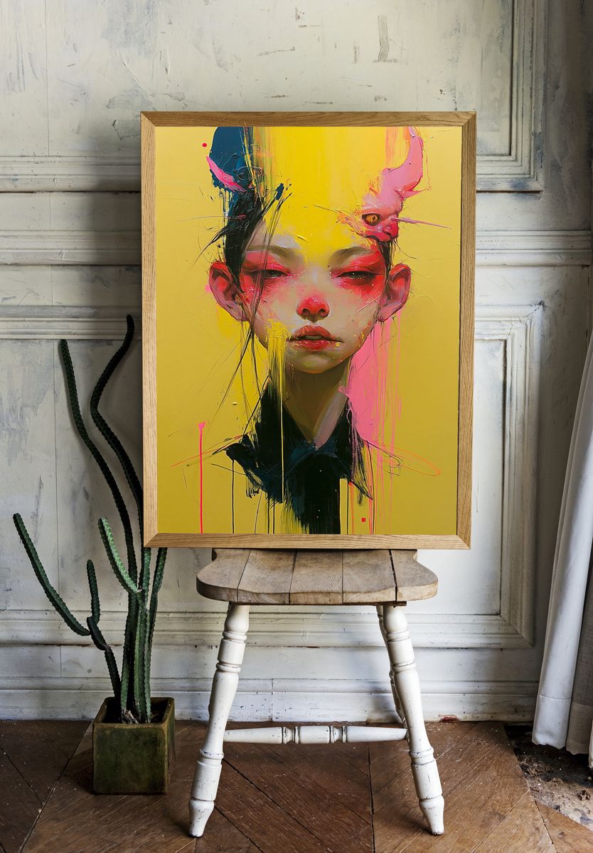Neon Portrait Expressionism Poster. room preview