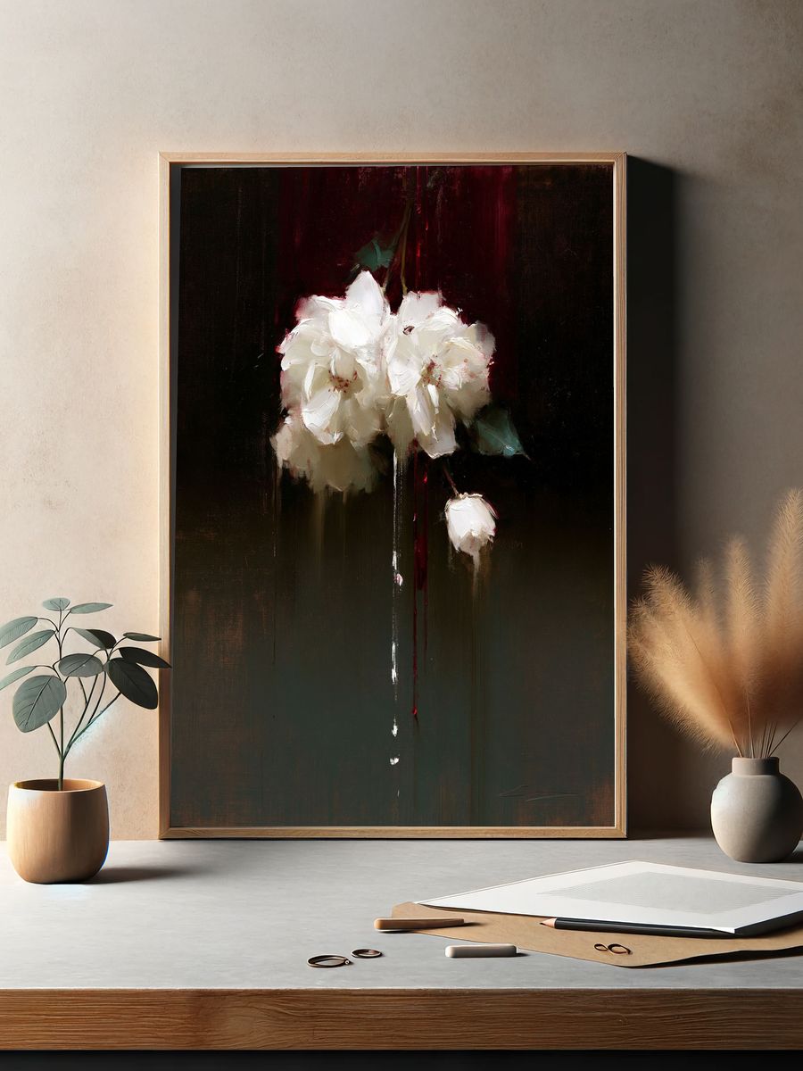 White Blossoms Fine-Art Poster. — room view 2