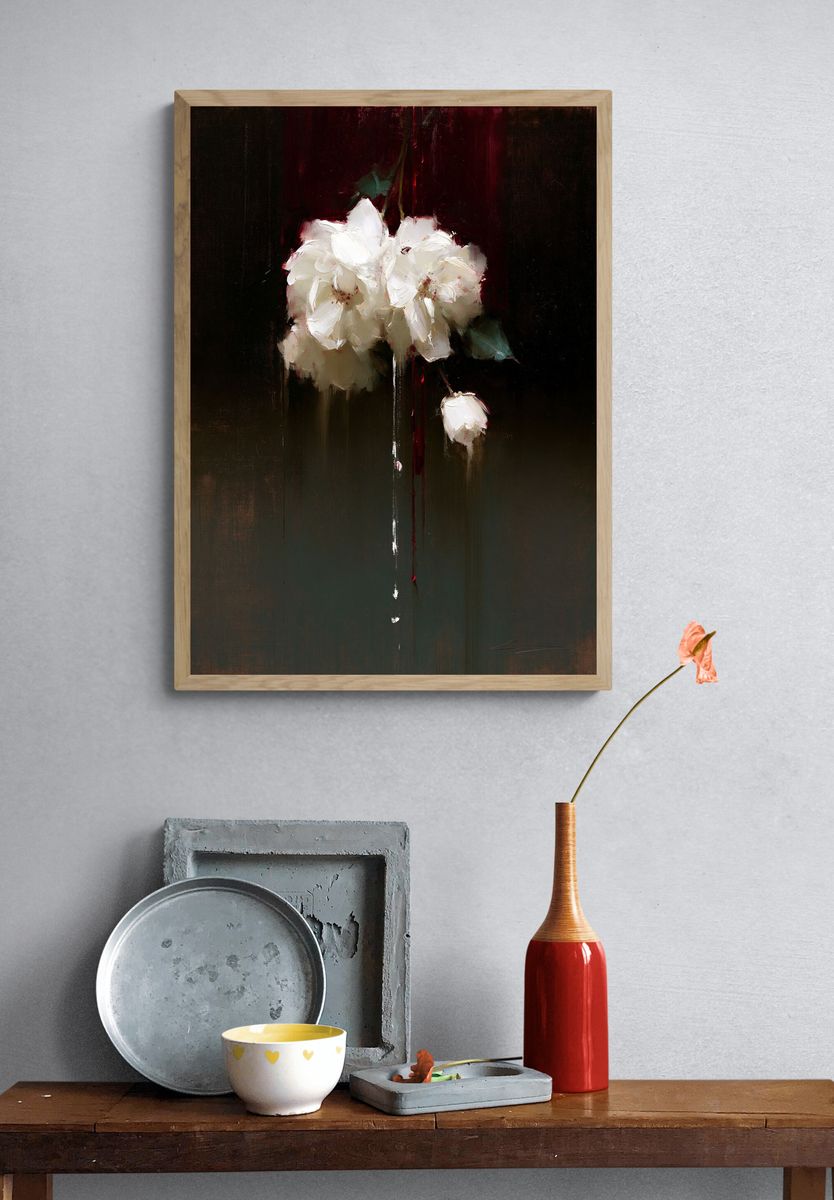 White Blossoms Fine-Art Poster. — room view 3