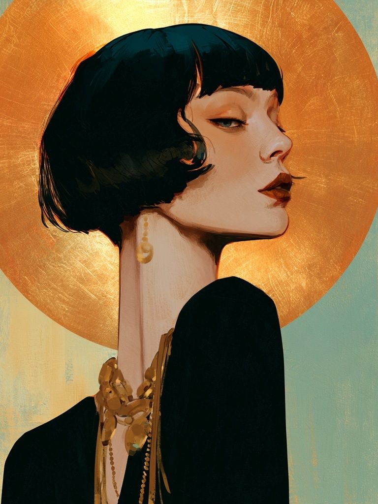 Art Deco Woman Portrait Print. poster — fine-art art
