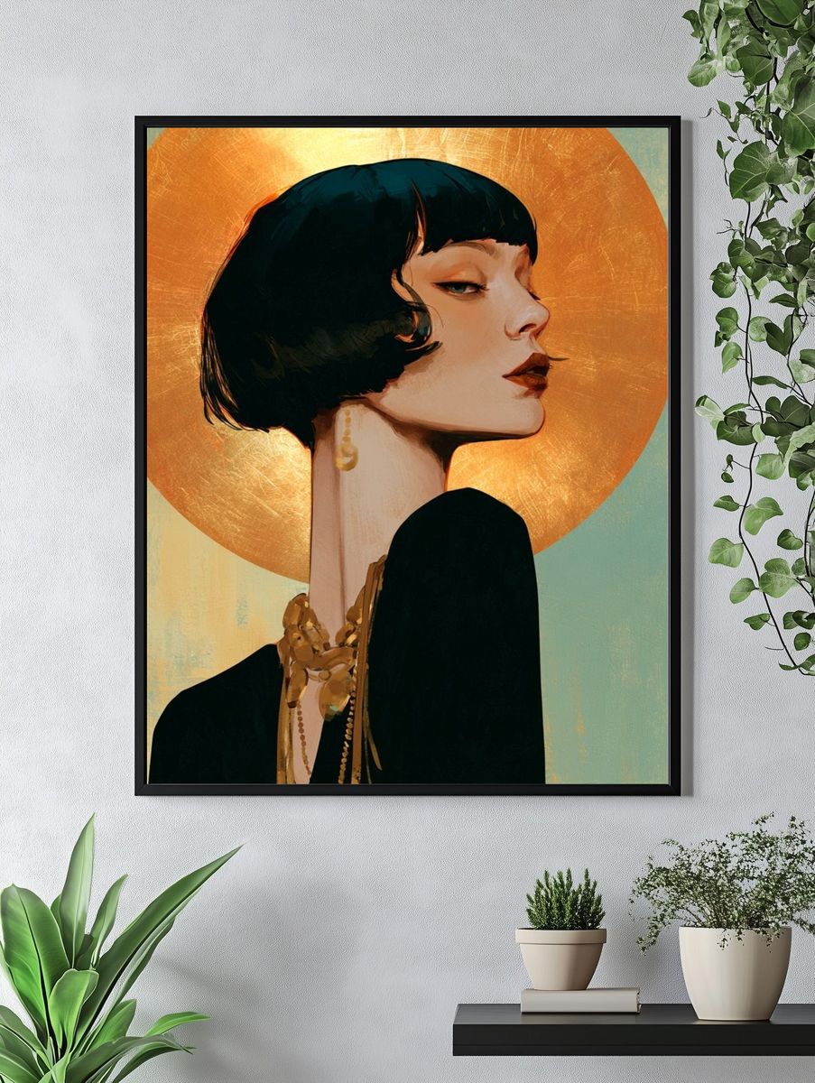 Art Deco Woman Portrait Print. — room view 4
