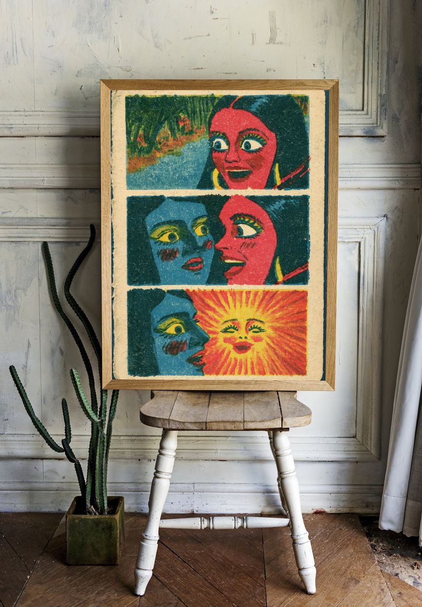 Surreal Faces Pop-Art Poster. room preview