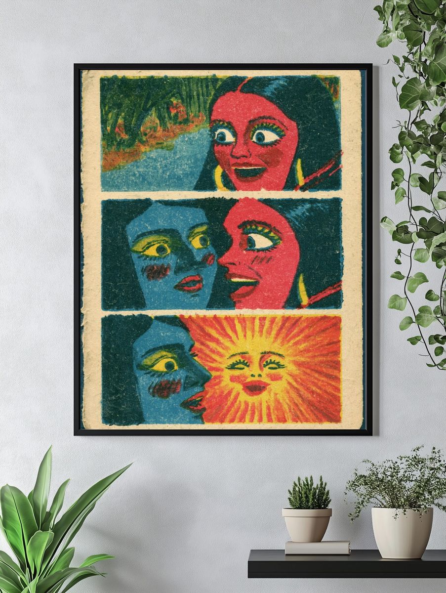 Surreal Faces Pop-Art Poster. — room view 4