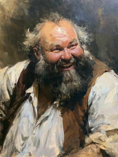 Laughing Bearded Man Portrait Print. poster
