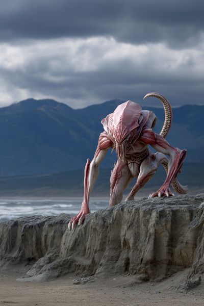 Alien Creature on the Shore — Fantasy Print. poster print